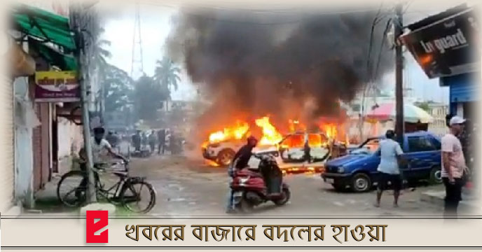Photo Gallery: জ্বলছে ত্রিপুরা-আগরতলায় আতঙ্ক 1 Attack on cpim tripura state office at agaartala
