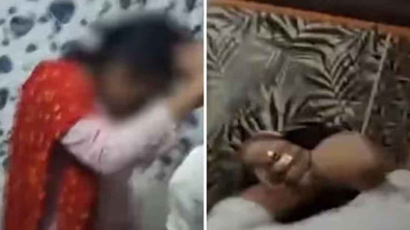 UP doctor beating up his wife and two men after allegedly finding them in a compromising position in a hotel.