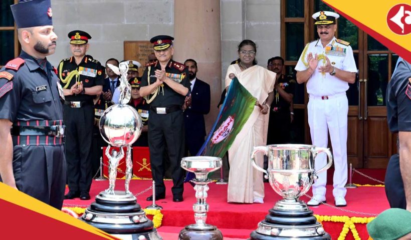President of India Droupadi Murmu unveils Trophies of Durand Cup 2025 Tournament President of India Droupadi Murmu unveils Trophies of Durand Cup 2025 Tournament